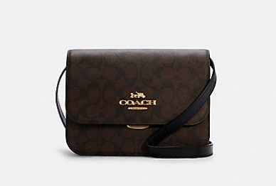 COACH HALF FLAP SLING BAG WITH CLIP CLASSIC DARK BROWN