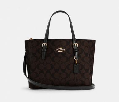 COACH FULL LEATHER TOTE BAG WITH ZIPPER AND CLASSIC LOGO CLASSIC DARK BROWN