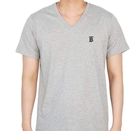 BURBERRY TB V NECK T-SHIRT GREY XL