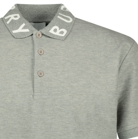BURBERRY POLO T WITH WORDS ON COLLAR GREY S