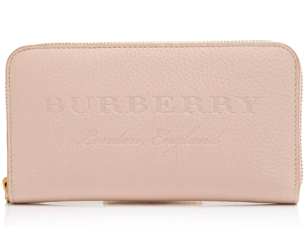 BURBERRY WOMEN PINK LEATHER LONG WALLET ZIPPER