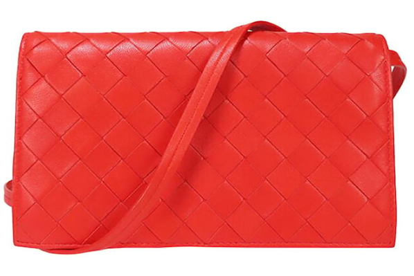 BOTTEGA WOMEN SHORT LONG SLING WALLET (LARGE) RED