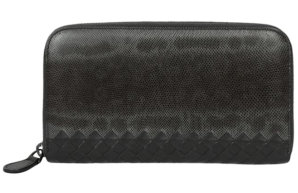 BOTTEGA SNAKE SKIN AND LEATHER MIXED SKIN LONG WALLET