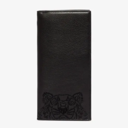 KENZO BLACK LONG WALLET WITH BLACK TIGER HEAD
