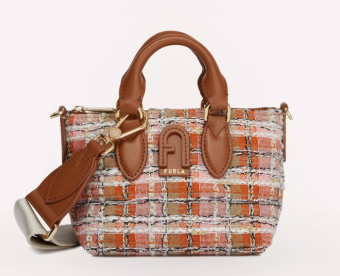 FURLA CANVAS HAND AND SLING BAG WITH CLASSIC LOGO PINK