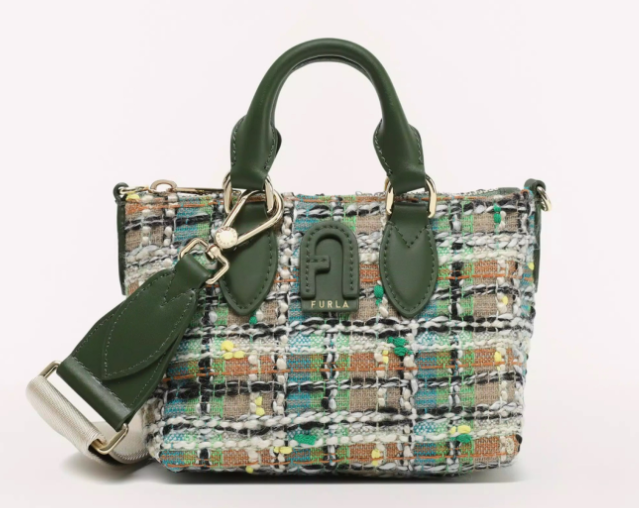 FURLA CANVAS HAND AND SLING BAG WITH CLASSIC LOGO GREEN