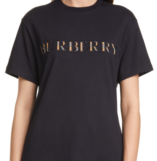 BURBERRY WITH CLASSIC LOGO COLOR IN WORDS T SHIRT LADIES BLACK S