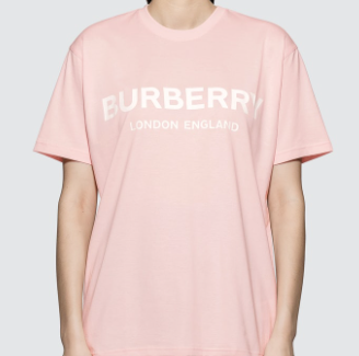 BURBERRY T-SHIRT WITH BOLDED WORDS FOR WOMEN PINK S