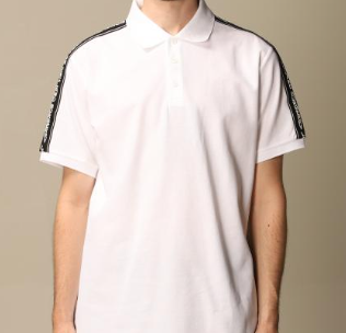 BURBERRY POLO T SHIRT WITH WORDS ON SLEEVE WHITE M