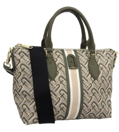 FURLA NYLON HANDBAG WITH CLASSIC LOGO NAVY GREEN