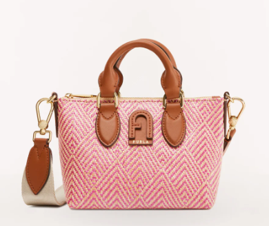 FURLA MINI CANVAS HANDBAG WITH SLING RED PINK