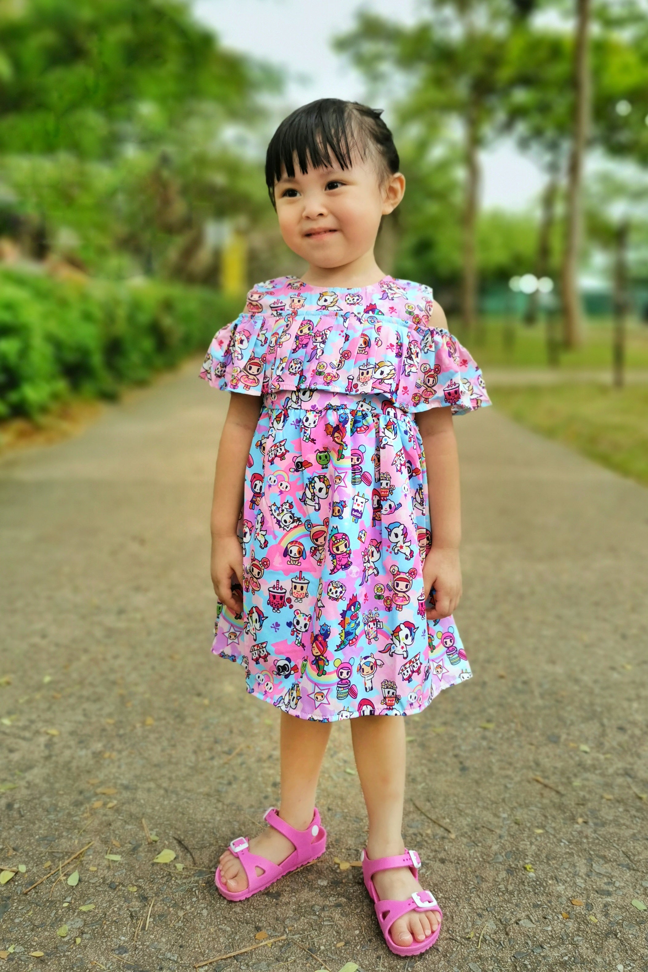 tokidoki Pastel Camo Off-shoulder Dress