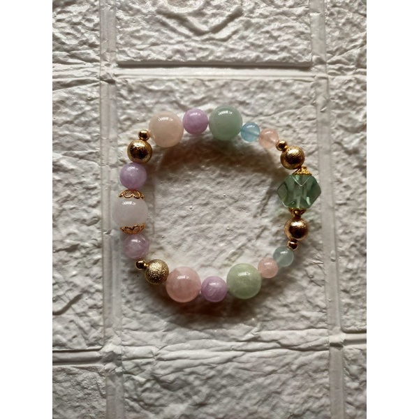 Rainbow Morganite (Pink Beryl) Fluorite Soulmate Crystal Bracelet