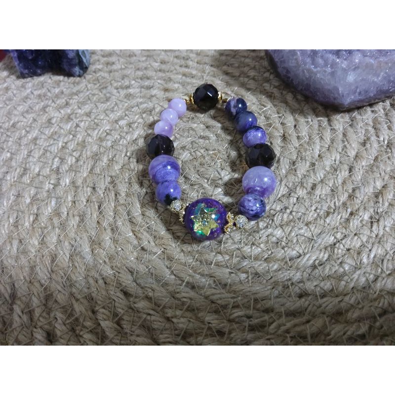 Grape Mauve Crystal Charm Bracelet