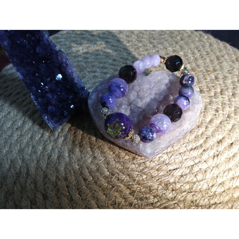 Grape Mauve Crystal Charm Bracelet