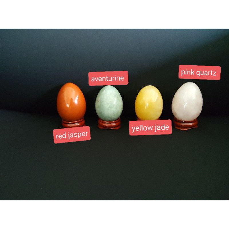 Natural Crystal Egg Red Jasper, Aventurine, Quartz, Yellow Jade