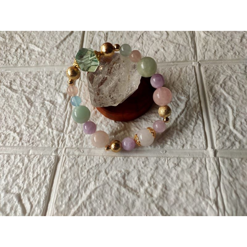 Rainbow Morganite (Pink Beryl) Fluorite Soulmate Crystal Bracelet