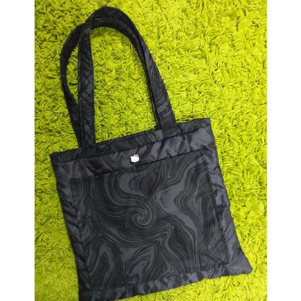 Handmade Fabric Quilted Tote bag HK black bag