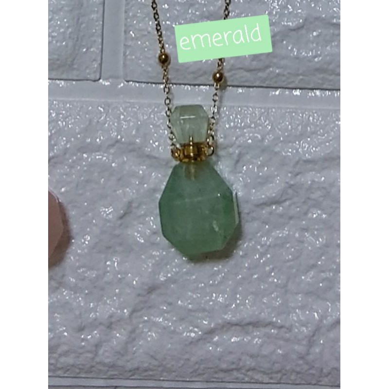 Crystal Perfume Charm Necklace for Essential Oil or Parfum Quartz Rose Emerald Blue Sapphire