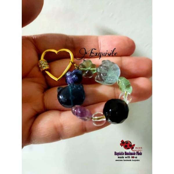 Crystal Charm - Handmade Hello Kitty Fluorite Charm Quartz