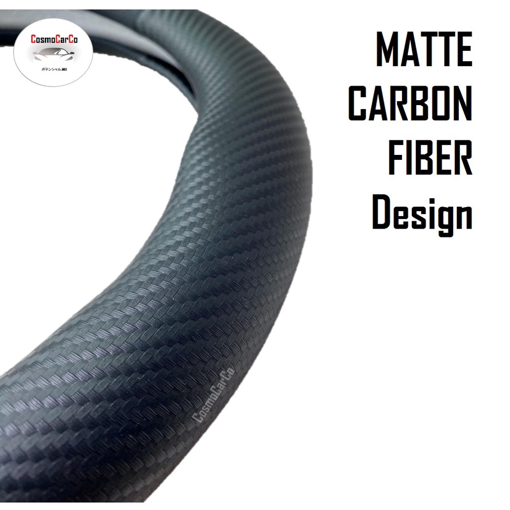 D-Shape Steering Wheel Cover Matte Carbon Fiber Design For Toyota Wish Hyundai Ioniq etc 37-38cm