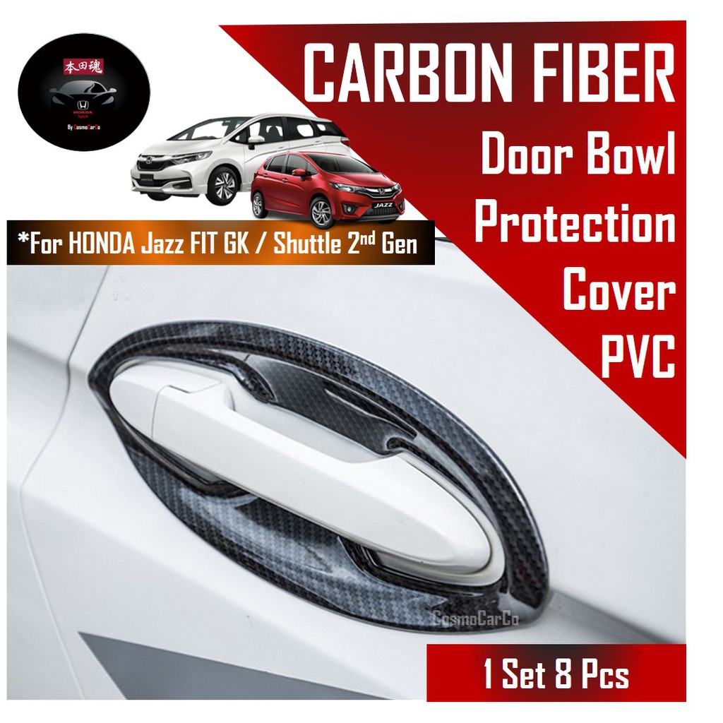 Honda Jazz/Fit & Shuttle Door Handle's Bowl Cover Carbon Fiber Trim Car Accessories For GK GK3 GK5 GP3 GP5 GK8 GK9 GP8 GP9