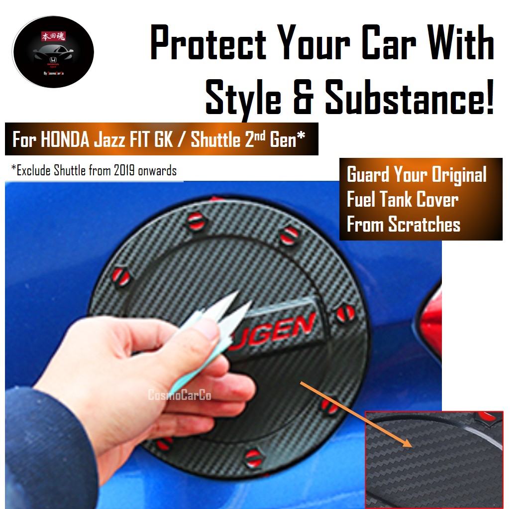Honda Jazz/Fit & Shuttle Fuel Tank Petrol Lid Cover Carbon Fiber MUGEN Design Accessories For GK GK3 GK5 GP3 GP5 GK8 GK9 GP8 GP9