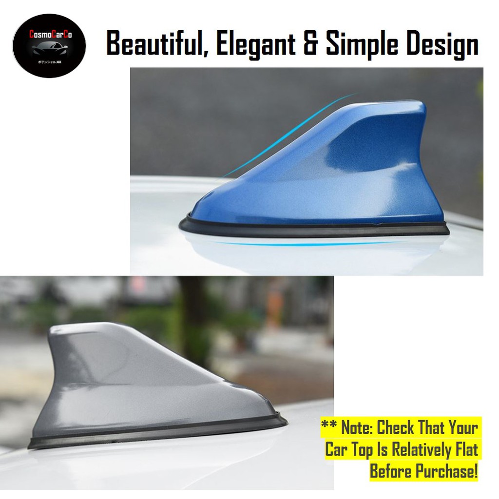 Car Shark Fin Antenna Cover Functional & Decorative AM FM Radio Aerial Signal Topper Accessories V2