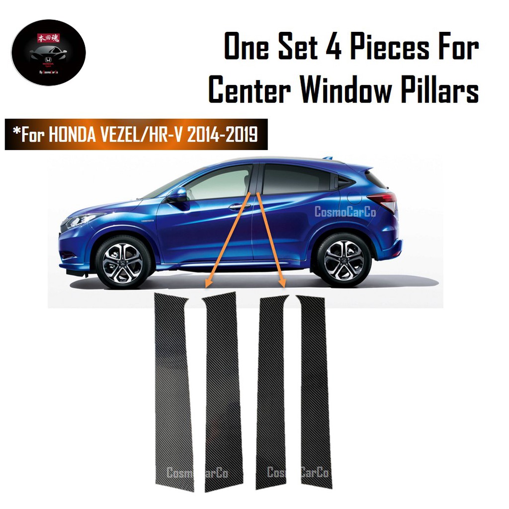 Honda VEZEL HR-V HRV 2014-2020 Car Door Pillar Sticker Protector Carbon Fiber Window Pillars Decal Accessories