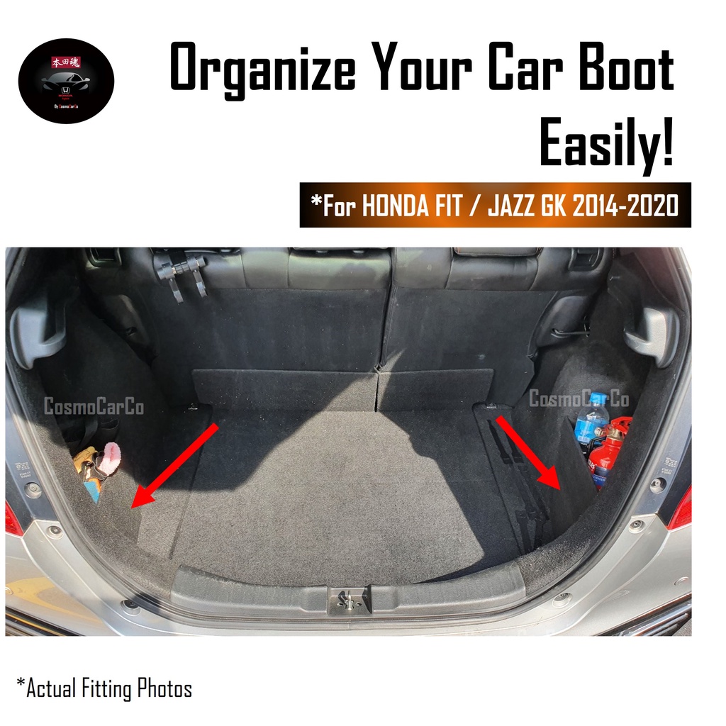 2Pcs Honda Jazz FIT GK 2014-2020 Boot Storage Side Add On Trunk Cargo Organiser Partition Holder Accessories