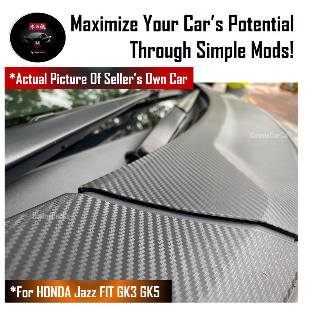 Honda Jazz/Fit Car Engine Hood Sticker Black Carbon Fiber Decal Accessories For GK GK3 GK5 GP3 GP5