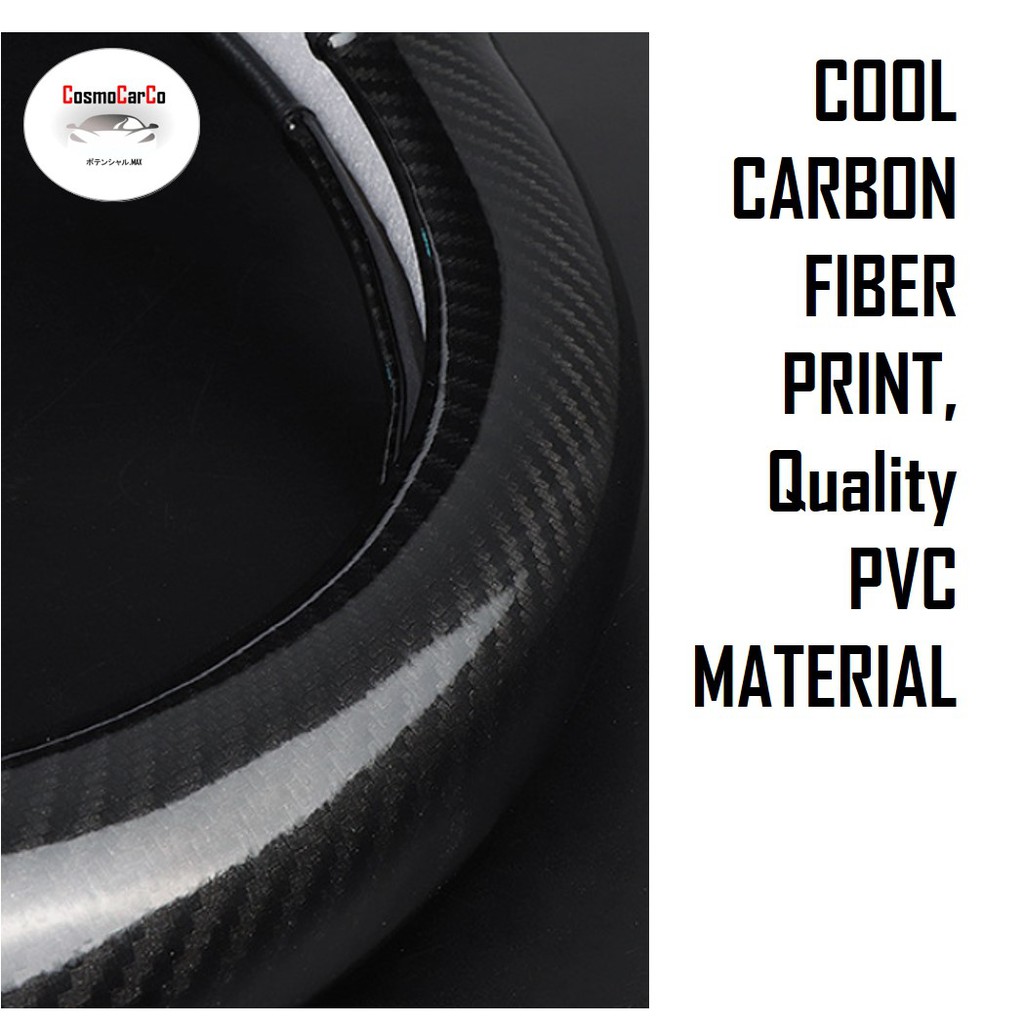 Honda Steering Wheel Cover Carbon Fiber & Leather Design For Fit Jazz Vezel Shuttle HRV City Stream Accord etc 37-38cm