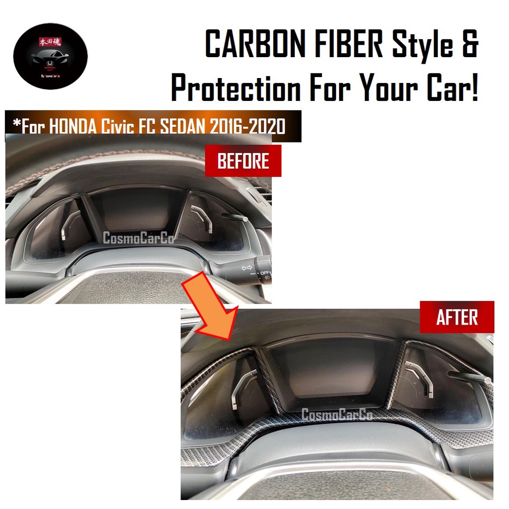 🔥SG SELLER🔥 Honda CIVIC FC 10th Gen 2016-2020 Instrument Panel Cover Dashboard Console Carbon Fiber Trim Accessories
