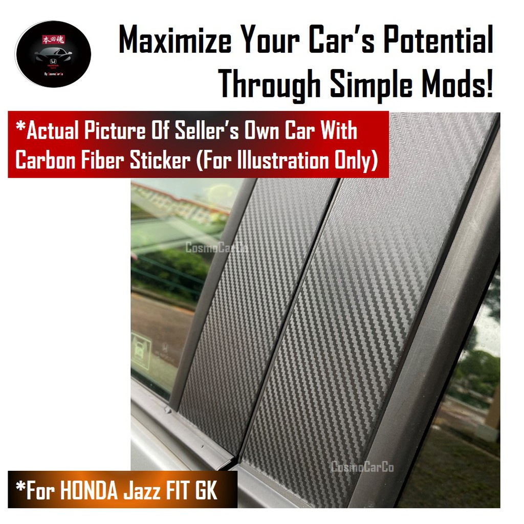 Honda Jazz/Fit Window Pillar Door Sticker Glossy Black Decal Protector Car Accessories GK GK3 GK5 GP3 GP5