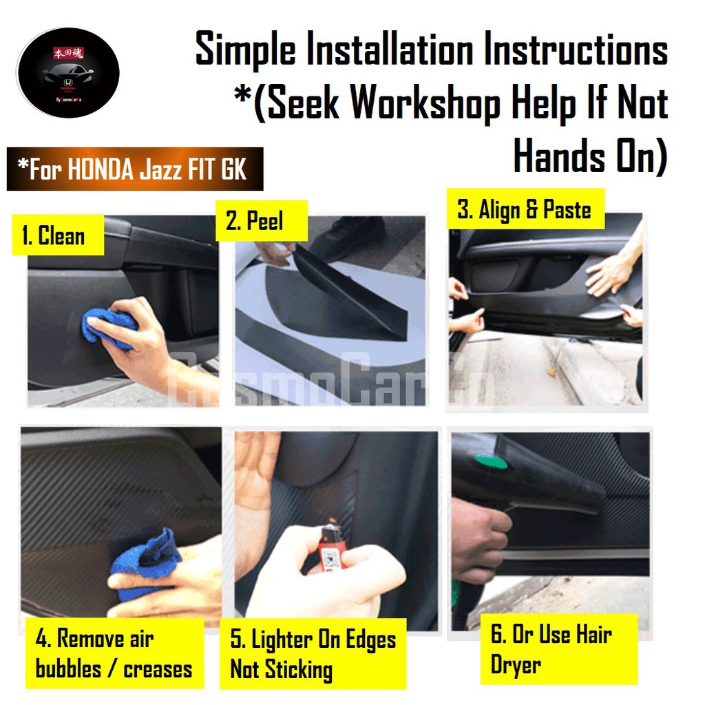 Honda Jazz/Fit Window Pillar Door Sticker Chameleon Carbon Fiber Decal Car Accessories GK GK3 GK5 GP3 GP5