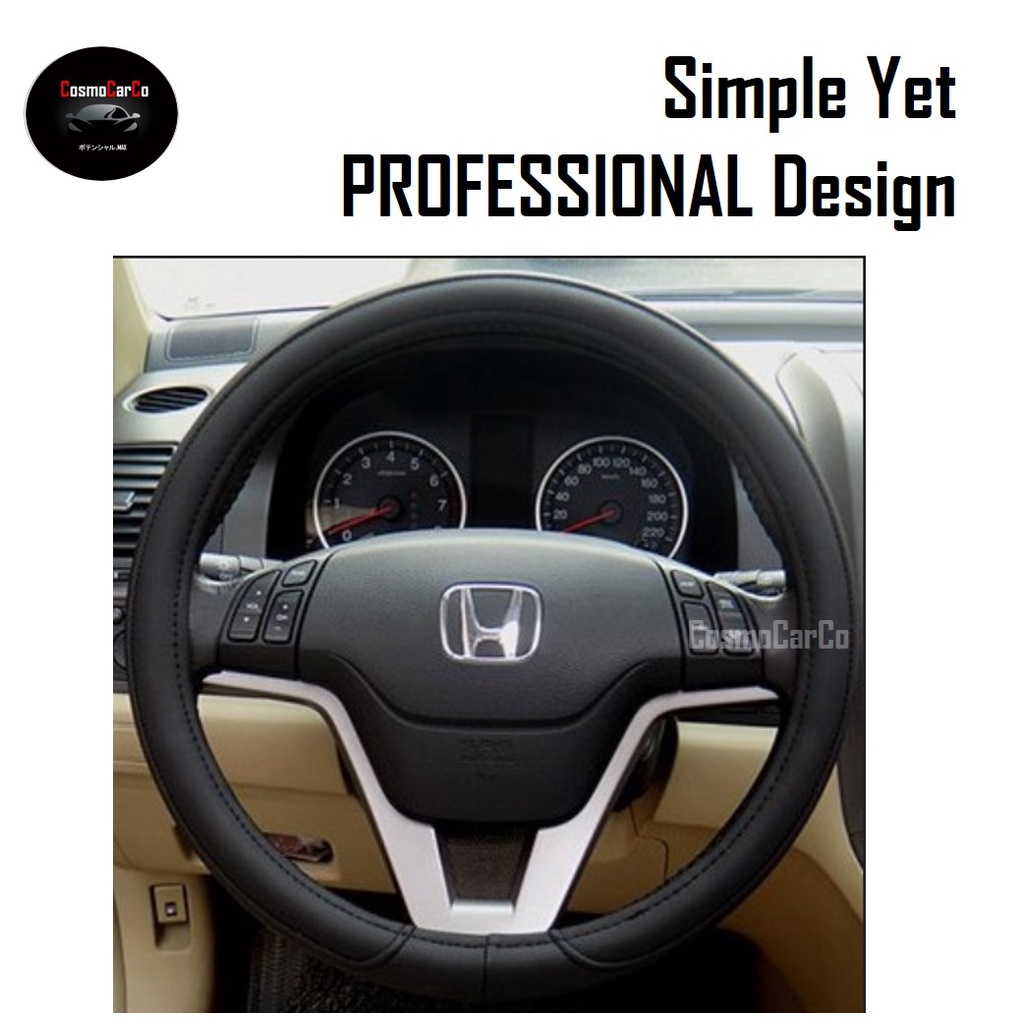 Car Steering Wheel Cover PU Leather Anti Slip Rubber Lining For Toyota & Honda etc 37-38cm Accessories