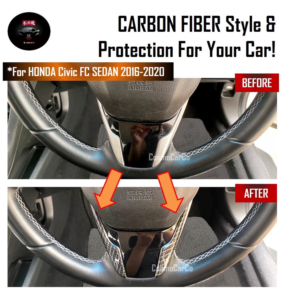 🔥SG SELLER🔥 Honda CIVIC FC 10th Gen 2016-2020 Steering Wheel Trim Carbon Fiber Panel Cover Car Accessories