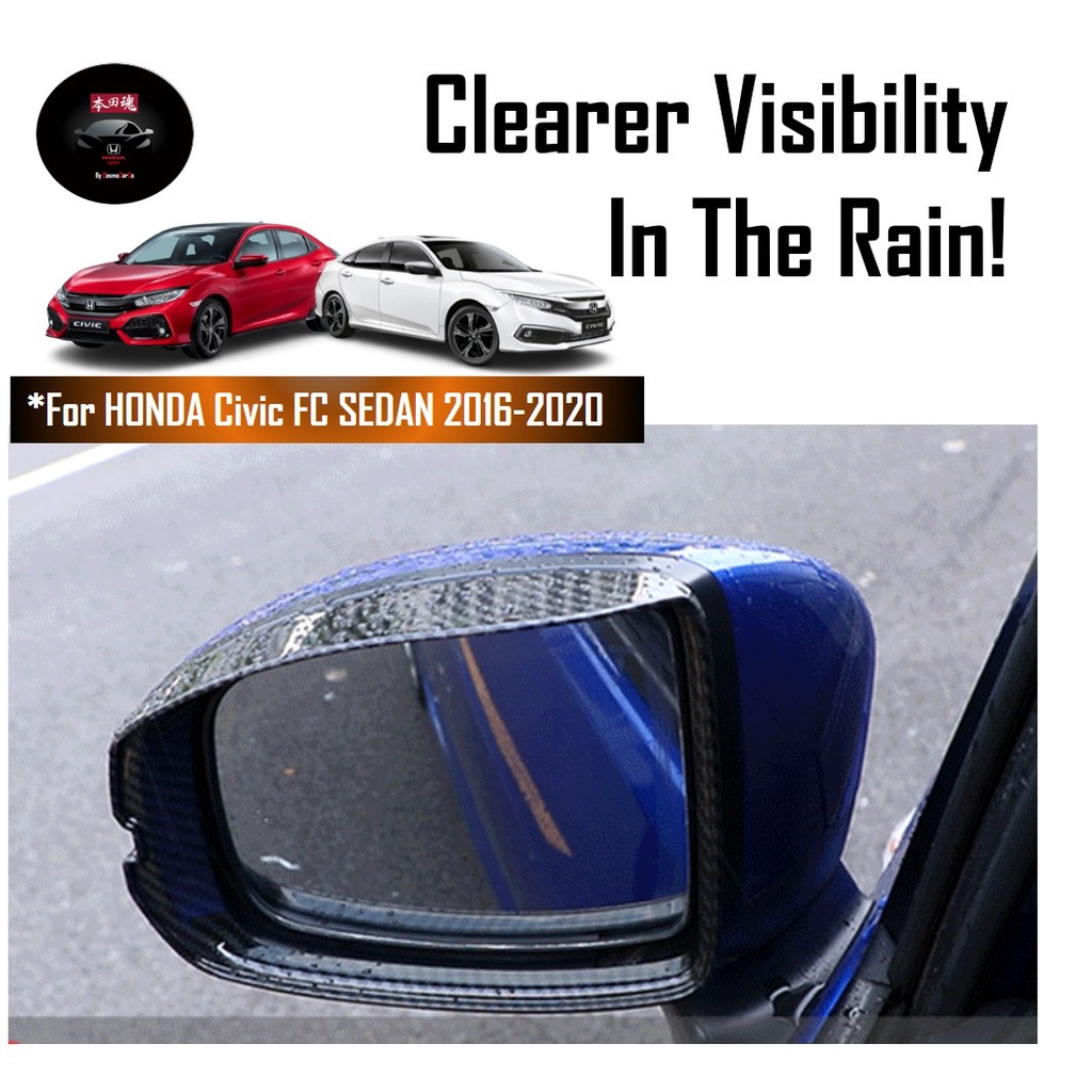 🔥SG SELLER🔥 Honda CIVIC FC 10th Gen 2016-20 Side Mirror Visor Rear View Carbon Fiber Design Anti Glare Rain Accessories