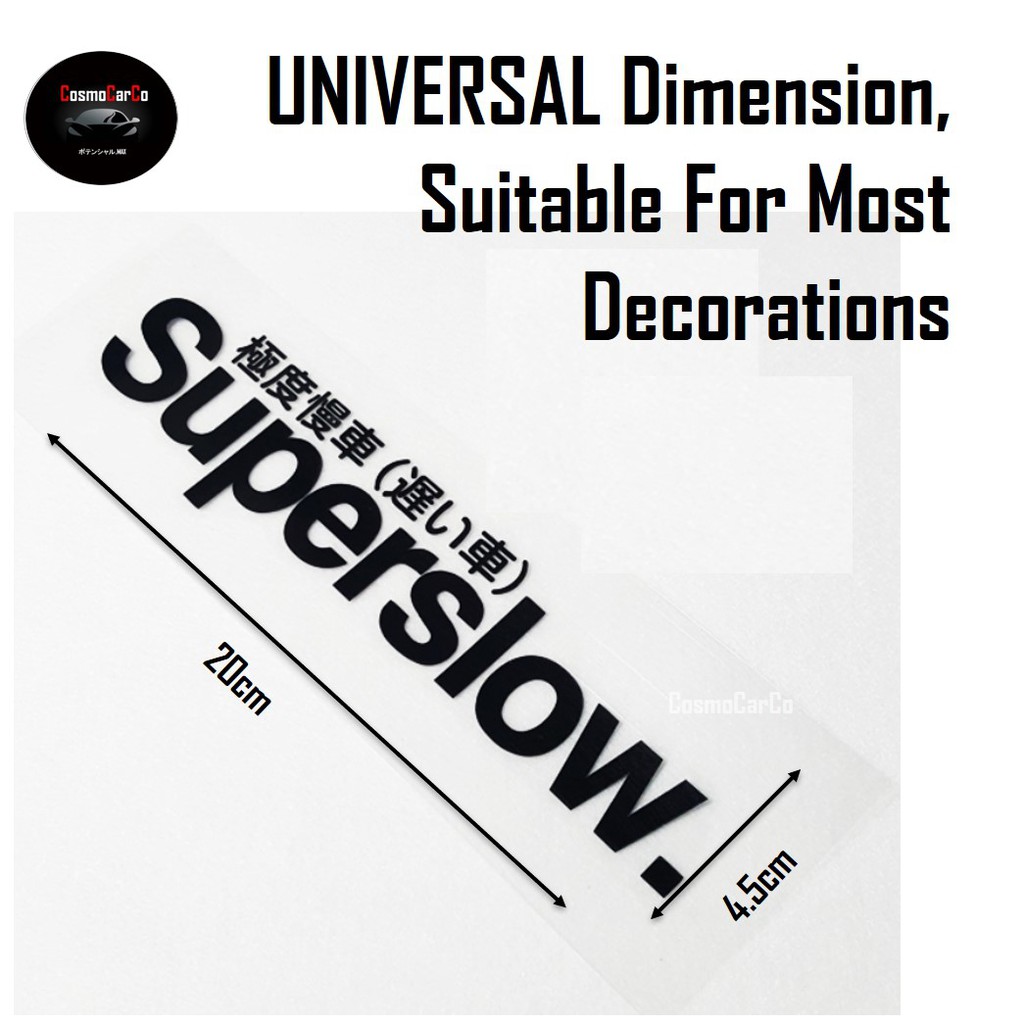 SUPERSLOW Car Body Sticker Decal Motorcycle Motorbike SHINY/BLACK/SILVER Window Stickers JDM Decals