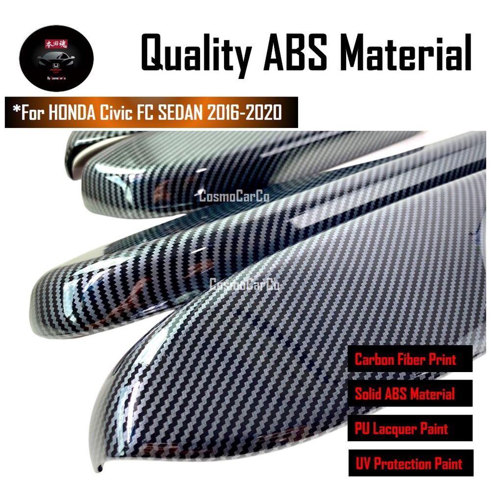 🔥SG SELLER🔥 Honda CIVIC FC 10th Gen 2016-2020 Door Armrest Cover Window Side Arm Rest Trim Carbon Fiber Accessories