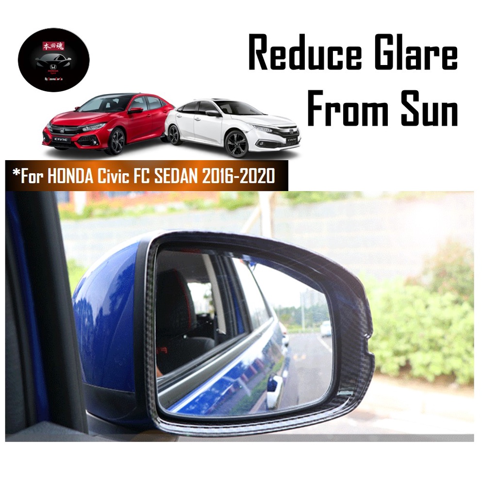 🔥SG SELLER🔥 Honda CIVIC FC 10th Gen 2016-20 Side Mirror Visor Rear View Carbon Fiber Design Anti Glare Rain Accessories