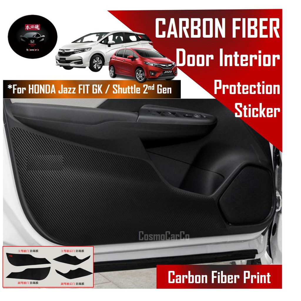 Honda Jazz/Fit GK GK3 GK5 Shuttle Car Door Sticker Anti Kick Scratch Carbon Fiber Interior Decal Accessories