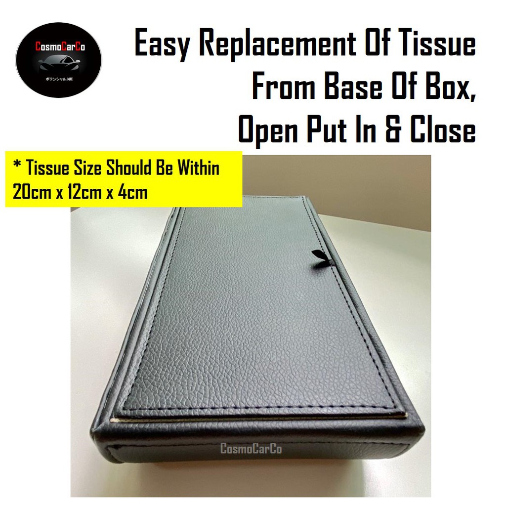 Leather Car Tissue Box Holder Cover Organiser Storage On Dashboard Accessories For Honda, Toyota, Mercedes etc