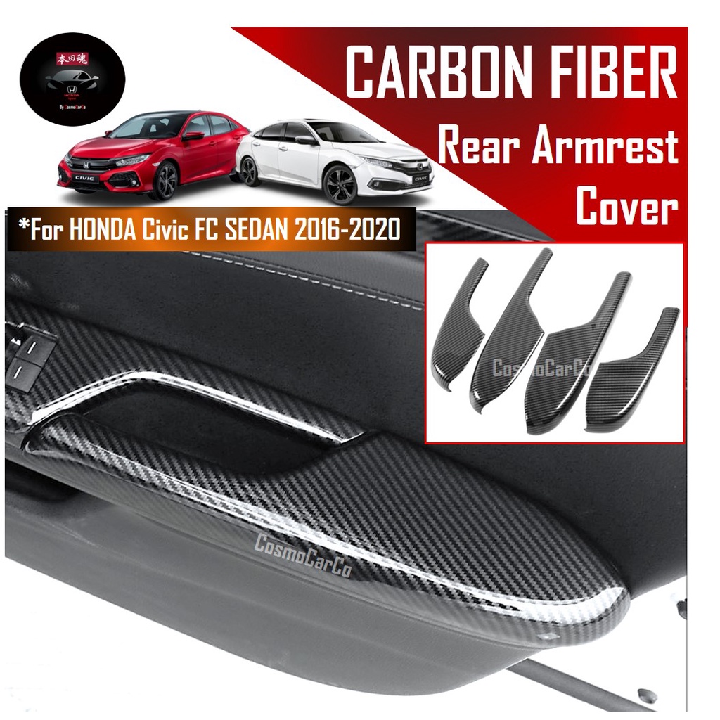 🔥SG SELLER🔥 Honda CIVIC FC 10th Gen 2016-2020 Door Armrest Cover Window Side Arm Rest Trim Carbon Fiber Accessories