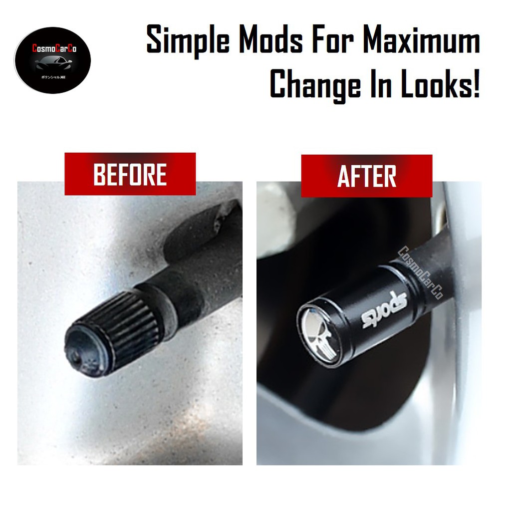 SKULL Face Car Tyre Air Valve Cap 4Pcs Universal Wheel Tire Stem Cover Metal Dust Caps Accessories