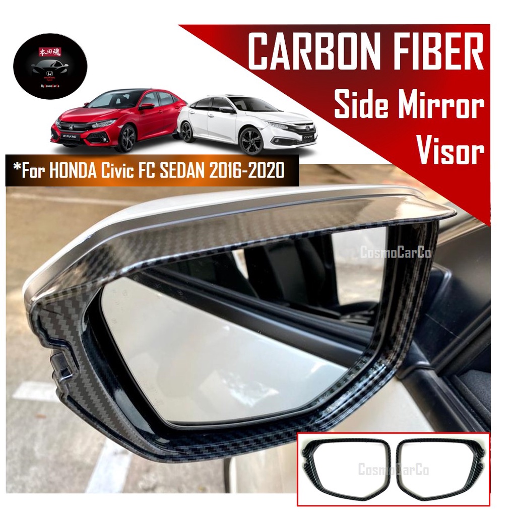 🔥SG SELLER🔥 Honda CIVIC FC 10th Gen 2016-20 Side Mirror Visor Rear View Carbon Fiber Design Anti Glare Rain Accessories