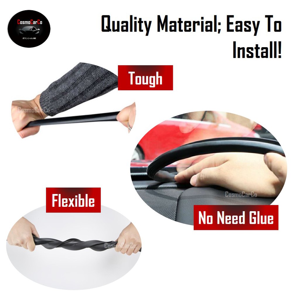1.6M Car Dashboard Sound Insulation Strip Dust Proof Windshield Rubber Seal Strips U-Type Edge