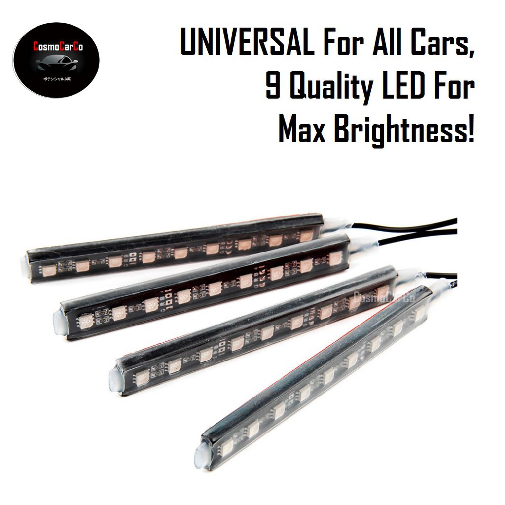 Car Interior LED Light Strip RGB USB Plug Remote Control 9 LED Atmosphere Lights