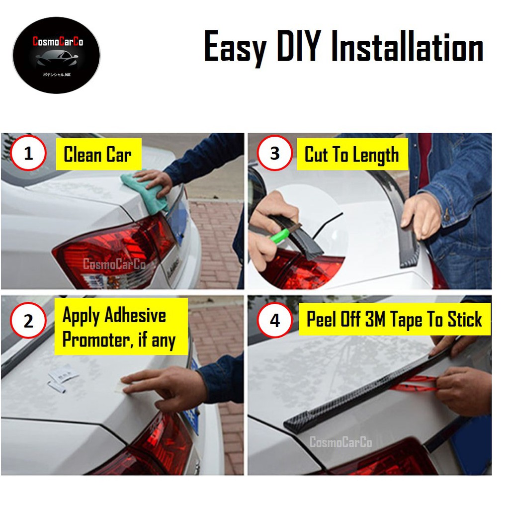 Universal Car Spoiler Lip Carbon Fiber Rear Boot Wing Trunk Tail Strip Styling Accessories