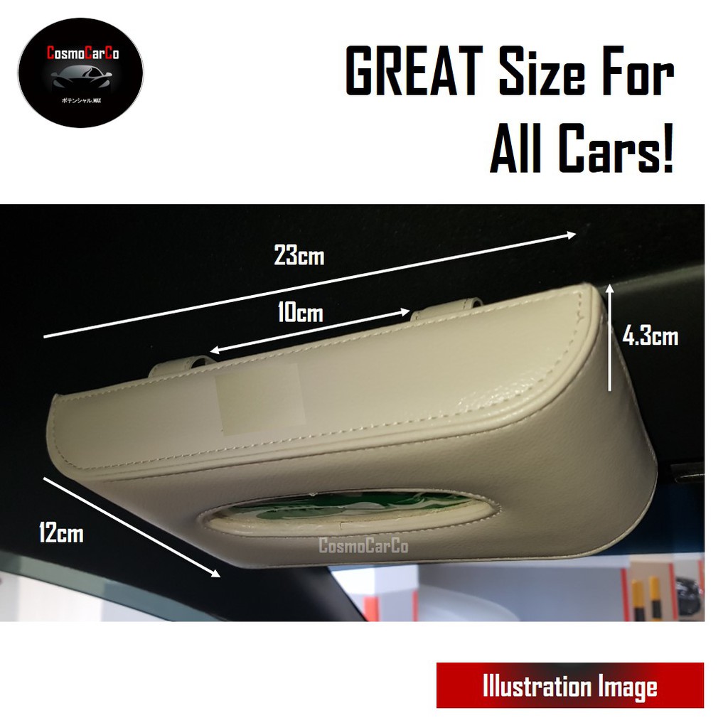 Leather Car Tissue Box Holder Cover Hanging Clip On Sun Visor Organiser Accessories For Honda, Toyota, Mercedes etc